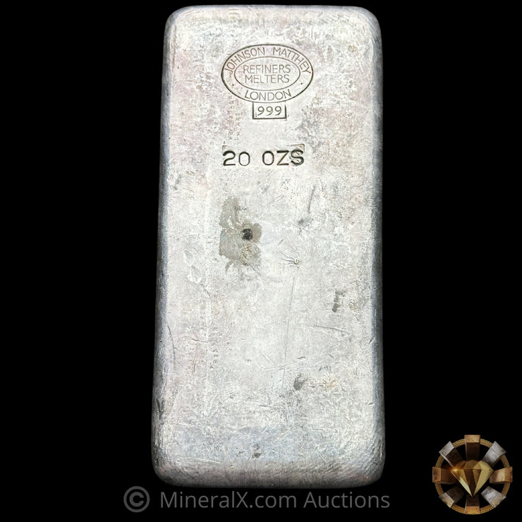 20oz Johnson Matthey London JM Melters Refiners Vintage Silver Bar