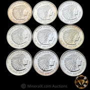 x9 1oz CMX Seattle USA Indian Head Silver Trade Unit Vintage Silver Coins