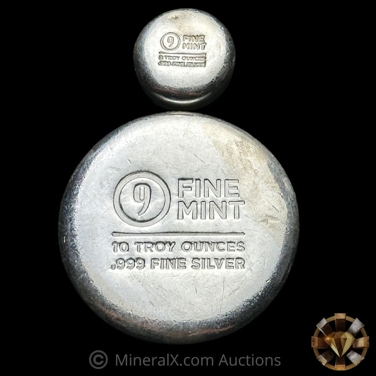 12oz (10oz & 2oz) 9 Fine Mint Silver Puck Bars