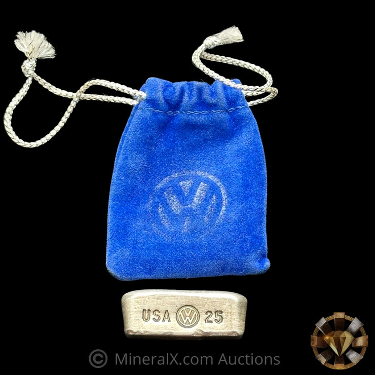 2oz Volkswagen USA VW Vintage Silver Bar With Original Blue Velvet Bag