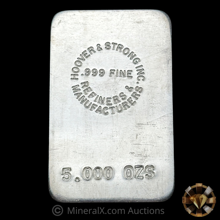 5oz Hoover & Strong Refiners & Manufacturers Inc Vintage Silver Bar