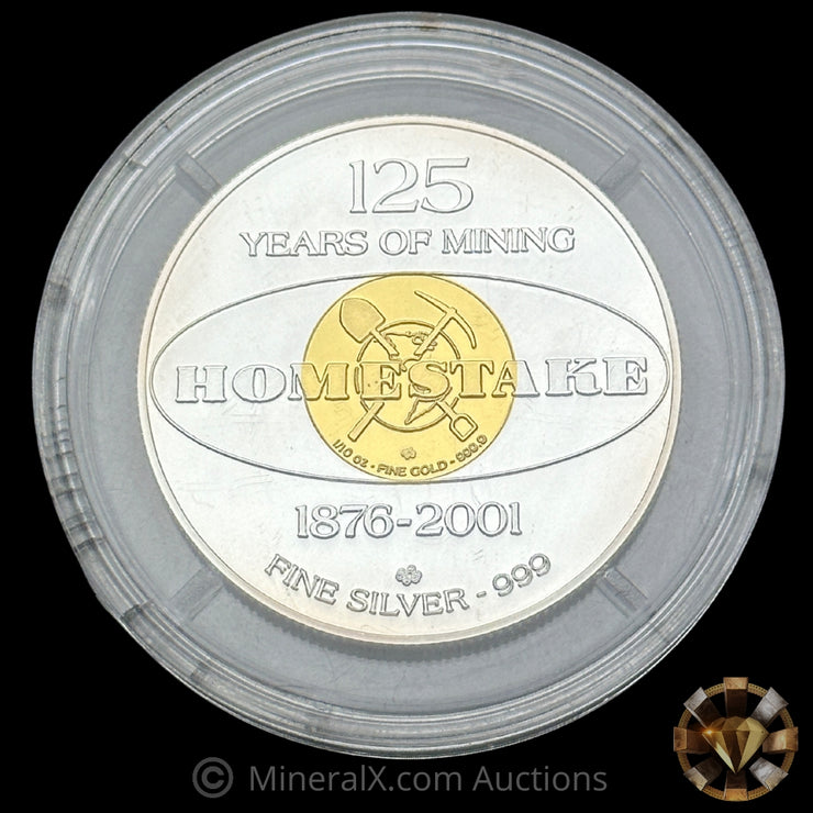 x3 1/10th Gold / 9g Silver 2001 Homestake Mining Company 125 Years Of Mining Silver/Gold Coin (3/10ths Au, 27g Ag Total)