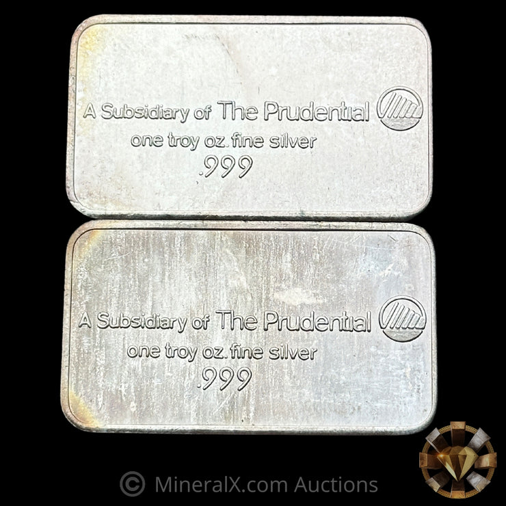 x2 1oz Prudential - Bache Vintage Silver Art Bars