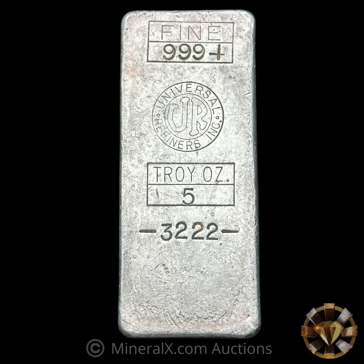 5oz UR Universal Refiners Inc Vintage Silver Bar