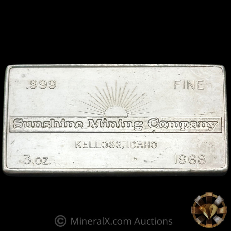 3oz W H Foster Sunshine Mining Company Vintage Silver Bar