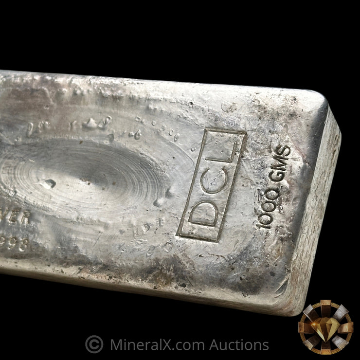 1000g (Kilo) Harrington Metallurgy Australia DCL Counterstamp "No Serial" Vintage Silver Bar