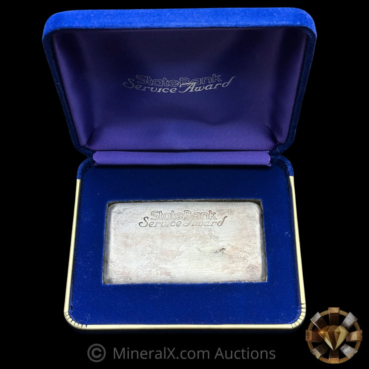 250g State Bank Service Award Victoria Australia Vintage Silver Bar With Original Blue Velvet Box