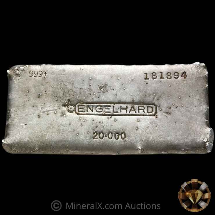 20oz Engelhard Bull Logo Vintage Silver Bar With Unique Scribbleback