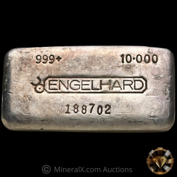 10oz Engelhard Bull Logo Floating Decimal Vintage Silver Bar