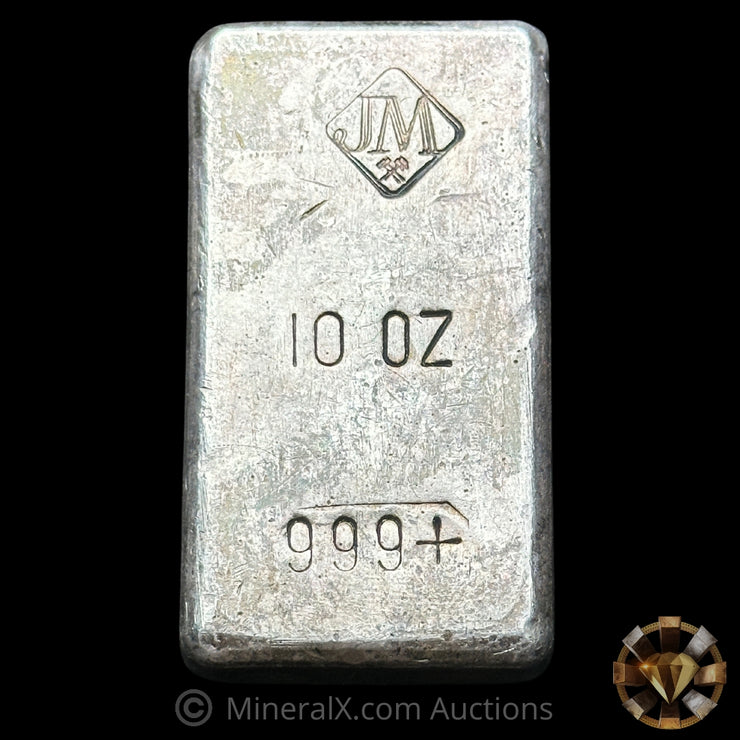 10oz Johnson Matthey JM Reverse Stamp Vintage Silver Bar