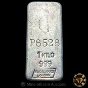 Kilo Engelhard London Vintage Silver Bar With Mocatta & Goldsmid Counterstamp