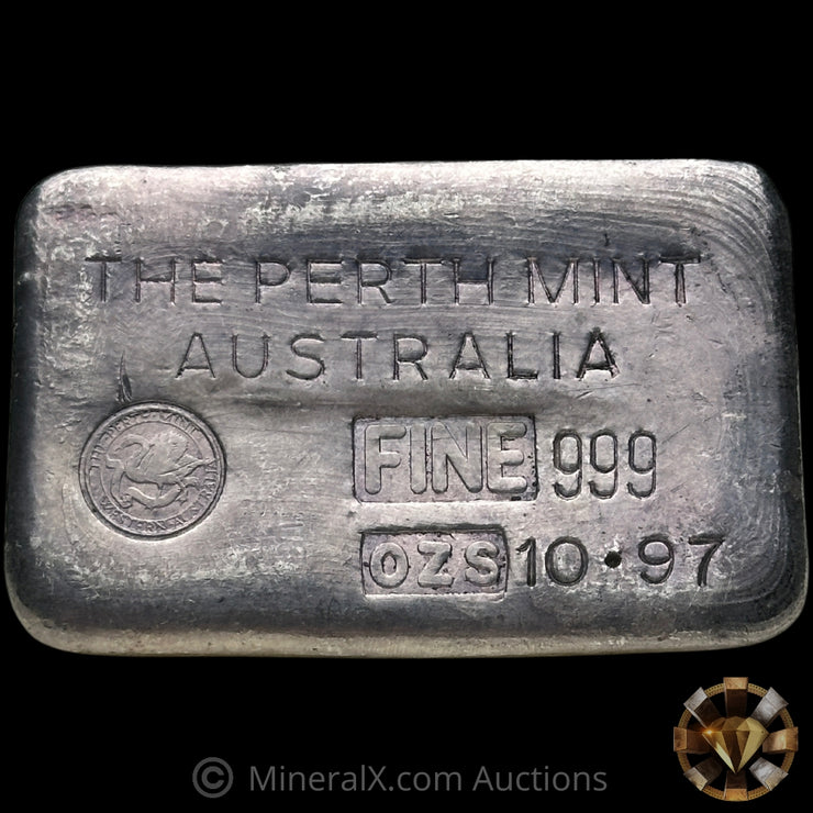 10.97oz The Perth Mint Australia Type B Vintage Silver Bar