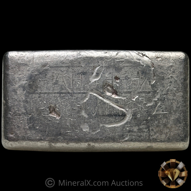 5oz Engelhard 0-Leading 7th Series "t.oz" Vintage Silver Bar With Unique Reverse Stampings