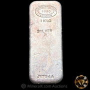 Kilo Johnson Matthey JM London Vintage Silver Bar In Unique Mold With Low Serial