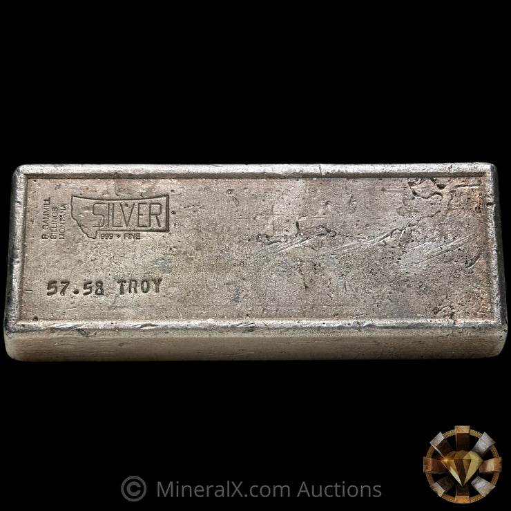 57.58oz R Gammill Billings Montana Vintage Silver Bar