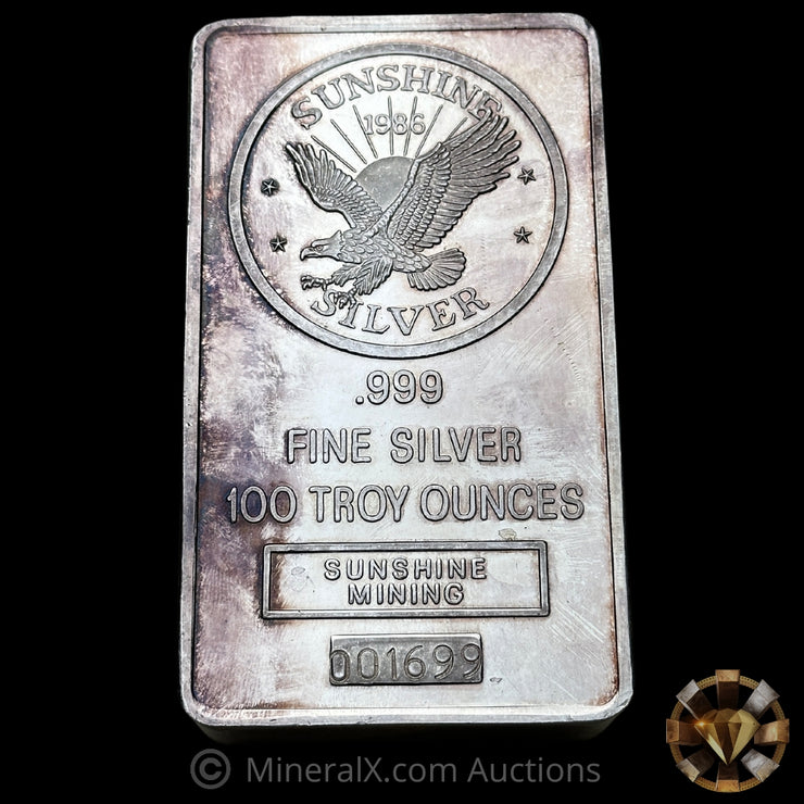 100oz 1986 Sunshine Mining Vintage Silver Bar