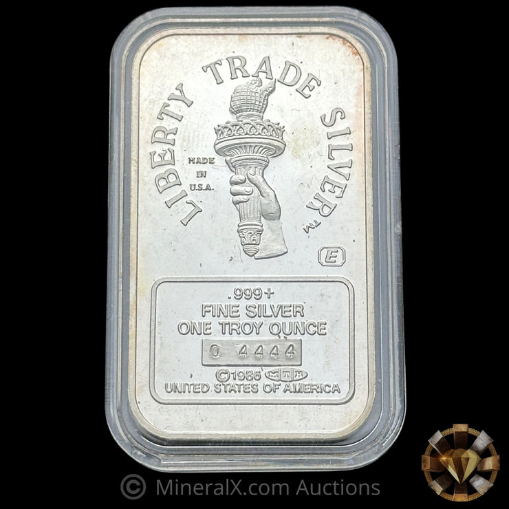 1oz Engelhard Liberty Trade Silver Serial "4444" Vintage Silver Bar