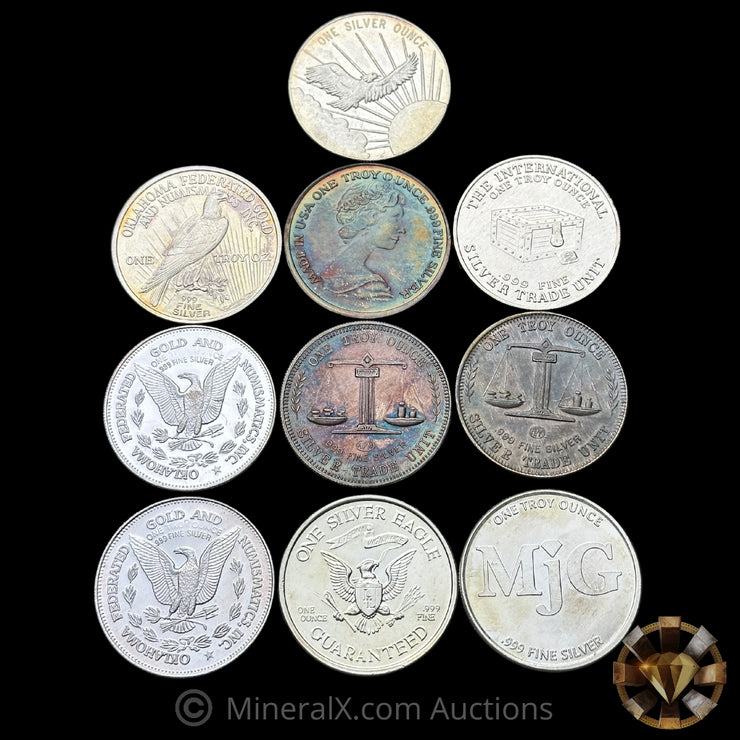 x10 1oz Misc Vintage Silver Coins