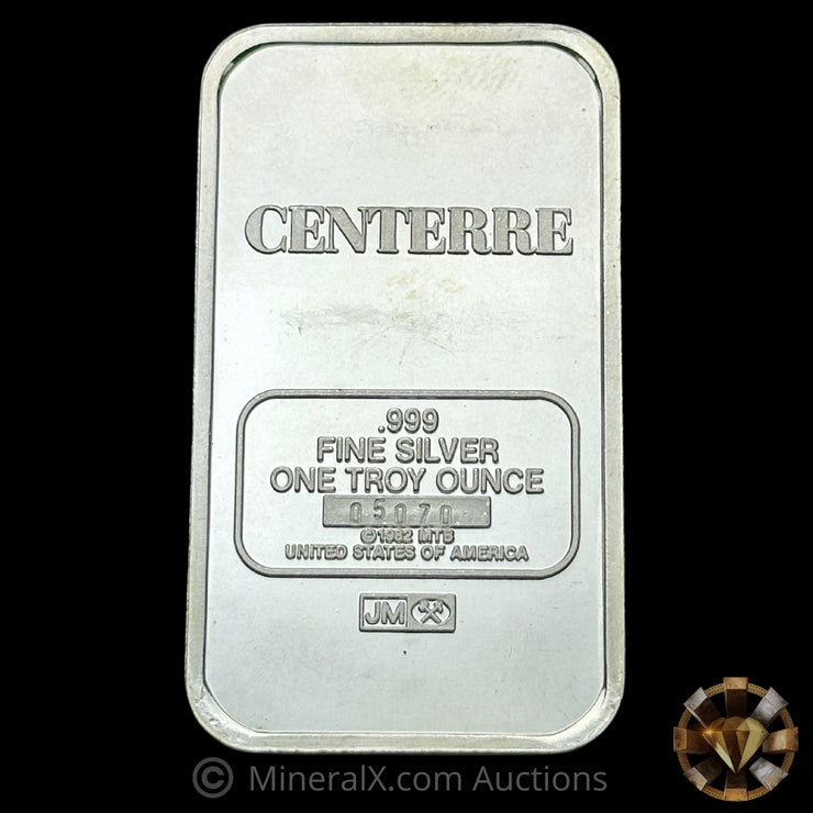 1oz Johnson Matthey JM Liberty Trade "Centerre" Vintage Silver Bar