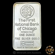 1oz The First National Bank Of Chicago Vintage Silver Bar