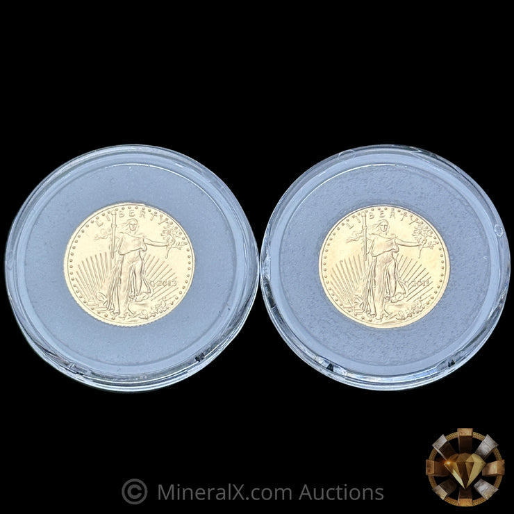 x2 1/10th (2013 & 2011) AGE American Gold Eagle Coins