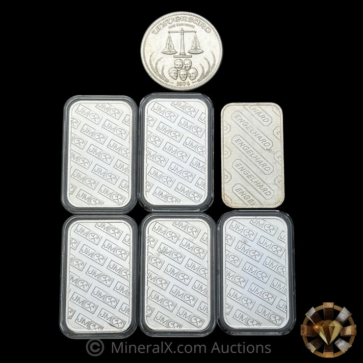 x7 1oz Misc Silver Bar & Coin Lot