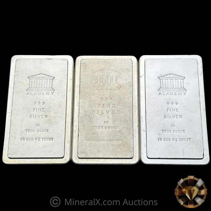 x3 10oz Academy Vintage Silver Stacker Bars