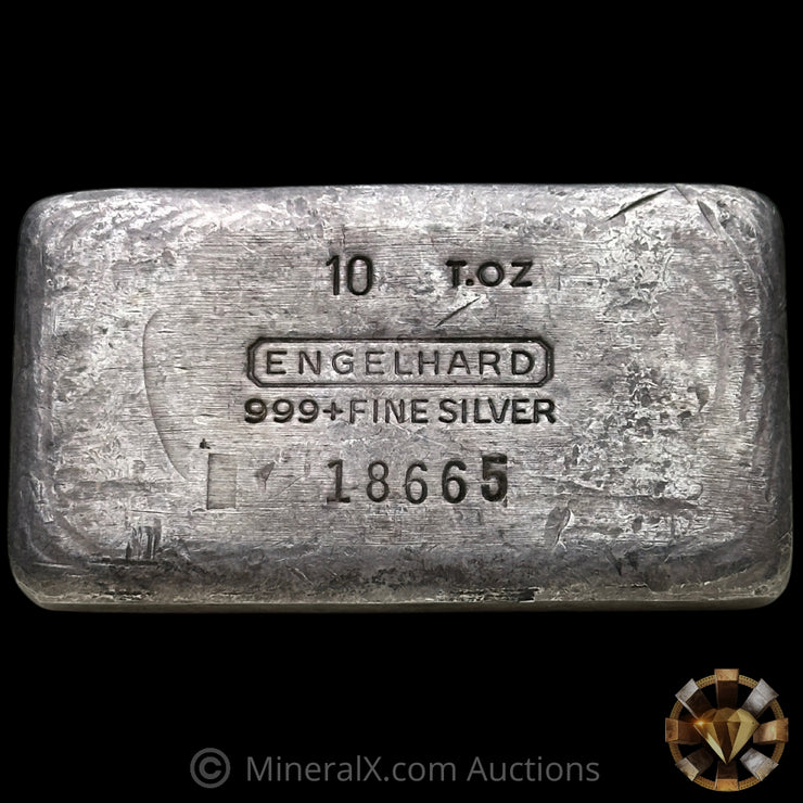 10oz Engelhard 5th Series Vintage Silver Bar With Unique Reverse Serial Stamping