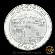 1oz Alaska "The Seal Of The State" Silver Coin With Real Mini Gold Nugget Glued To Pan