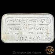 1oz Engelhard Industries Large Font Serial Bull Logo Vintage Silver Bar