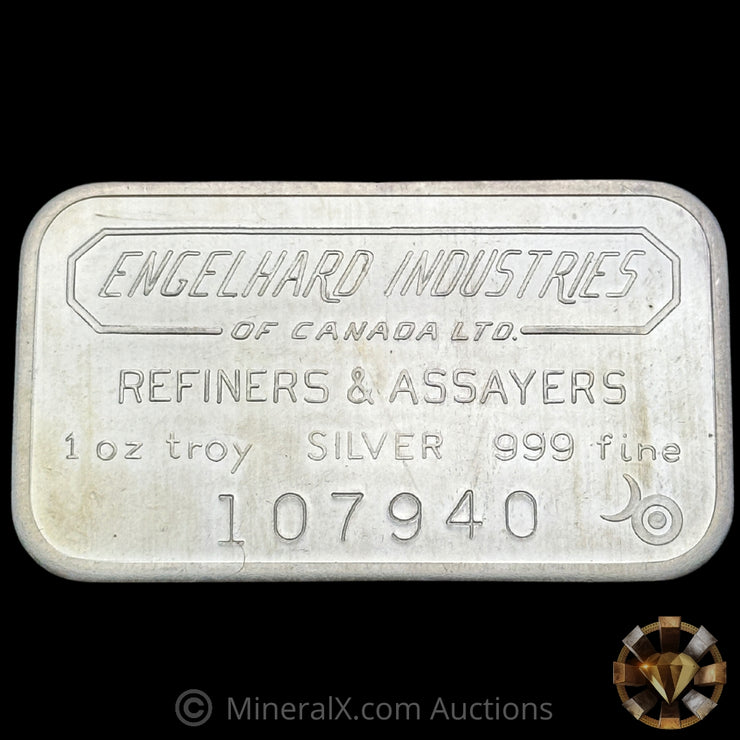 1oz Engelhard Industries Large Font Serial Bull Logo Vintage Silver Bar