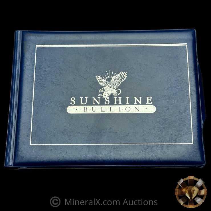 7oz 1982 Sunshine Bullion Vintage Silver Coin Set In Original Blue Velvet Folder With COA