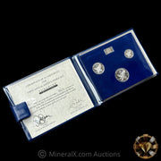 7oz 1982 Sunshine Bullion Vintage Silver Coin Set In Original Blue Velvet Folder With COA