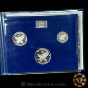 7oz 1982 Sunshine Bullion Vintage Silver Coin Set In Original Blue Velvet Folder With COA