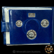 7oz 1982 Sunshine Bullion Vintage Silver Coin Set In Original Blue Velvet Folder With COA