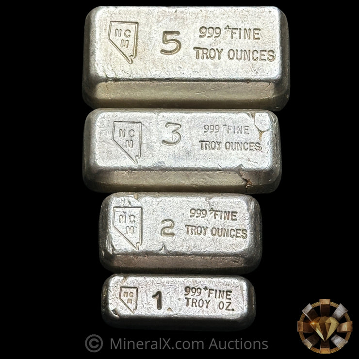 11oz (5oz,3oz,2oz,1oz) Nevada Coin Mart NCM Vintage Silver Bar Set