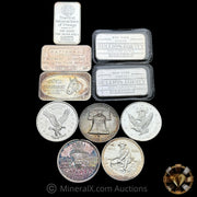 x10 1oz Misc Vintage Silver Bar & Coin Lot