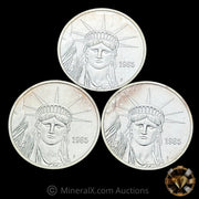 x3 1oz 1985 Engelhard Liberty Trade Silver MTB Bank Vintage Silver Coins