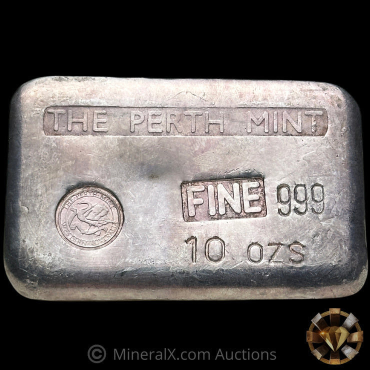 10oz The Perth Mint Australia Type C Vintage Silver Bar With Low Serial