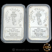 x2 1oz Engelhard Liberty Trade Silver MTB Bank Vintage Silver Bars