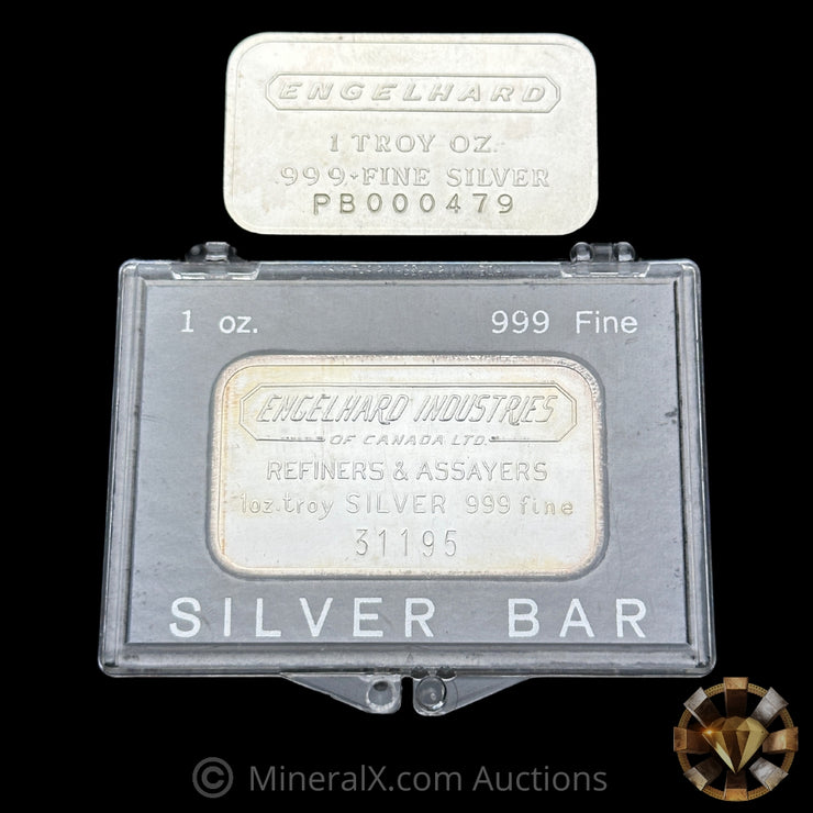 x2 1oz Engelhard Vintage Silver Bars (PB Prefix Low Serial & Original Packaging Example)