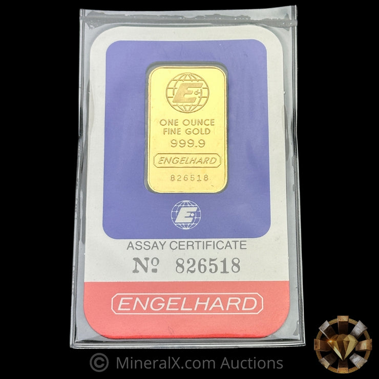 1oz Engelhard Vintage Gold Bar Mint In Original Seal With No Staples