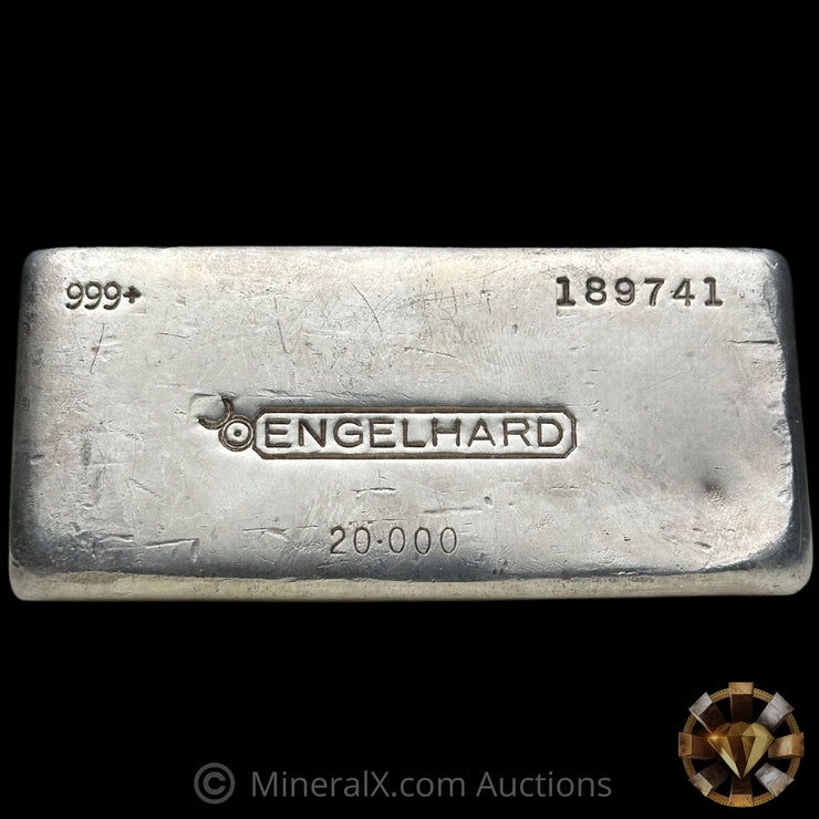 20oz Engelhard Bull Logo Vintage Silver Bar With Unique Reverse Stampings