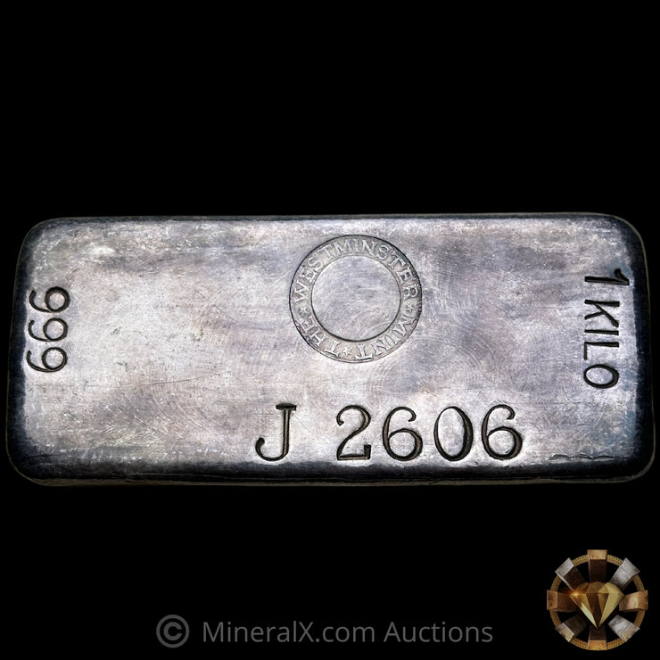 Kilo The Westminster Mint Engelhard London J Prefix With Original Hand Signed 1969 COA & Black Velvet Presentation Box