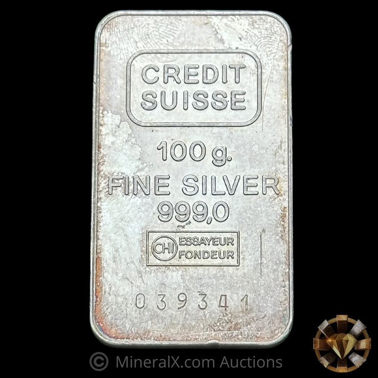 100g Credit Suisse Vintage Silver Bar