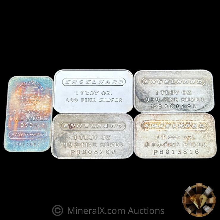 x5 1oz Engelhard Vintage Silver Art Bars
