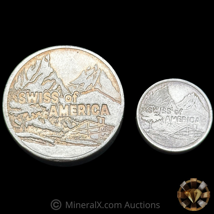 6oz (5oz & 1oz) Swiss Bank Of America SOA Vintage Silver Rounds