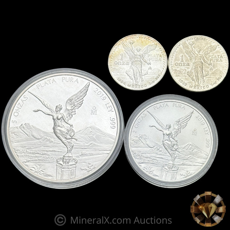 9oz (5oz,2oz,1oz,1oz) Libertad Mexico Silver Coins