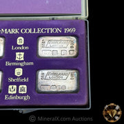 x4 100g 1969 Engelhard London British Hallmark Collection Vintage Silver Bar Set Mint With Original Presentation Case & Booklet