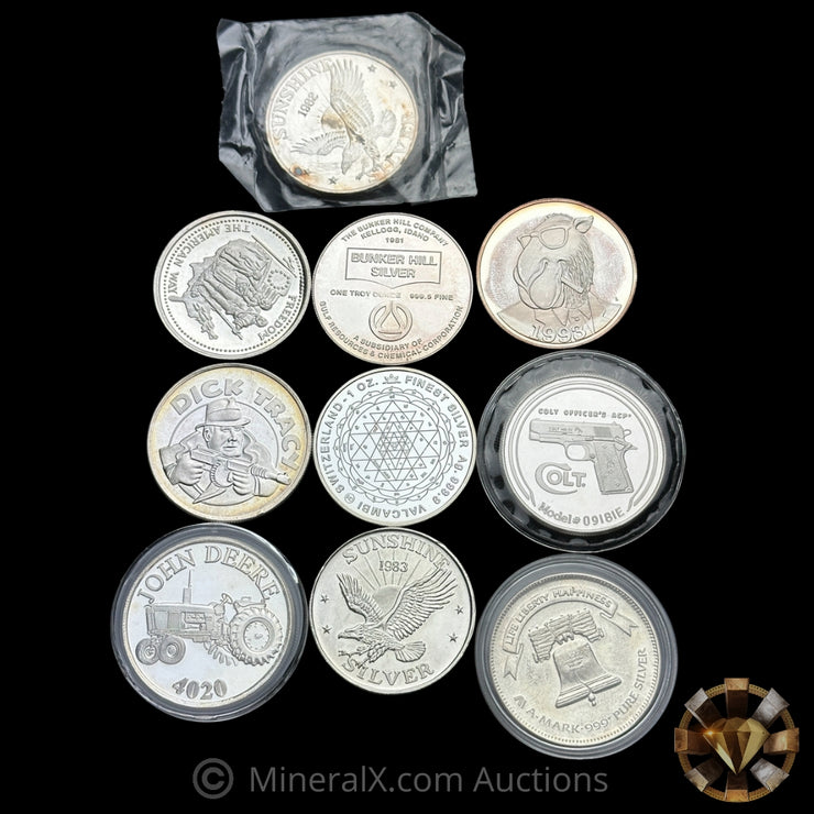 x10 1oz Misc Vintage Silver Coin Lot